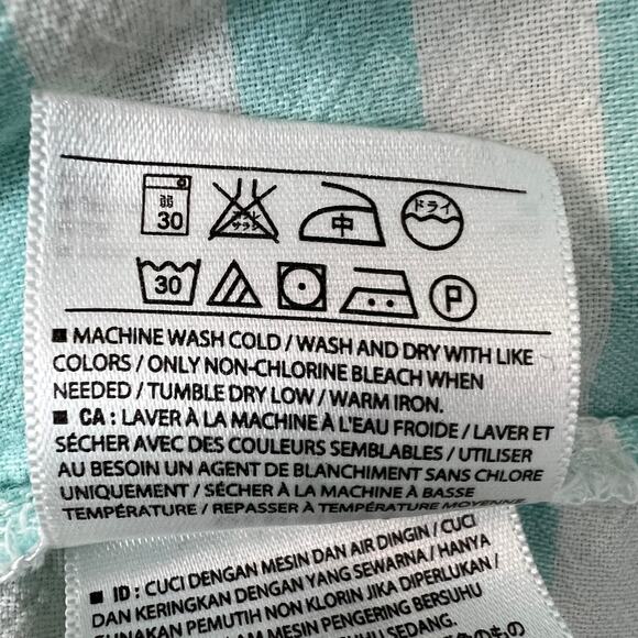 Old Navy 1/2 Button Womens Striped Cotton Shirt Small Capsule Minimalist Coastal - Picture 10 of 13